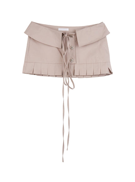 buttoned-pleated-strap-mini-skirt-cj520 / Pink