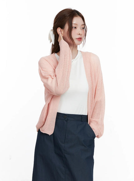 sheer-loose-fit-cardigan-cg521 / Pink