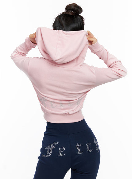 slim-fit-cropped-zip-up-hoodie-co515 / Pink
