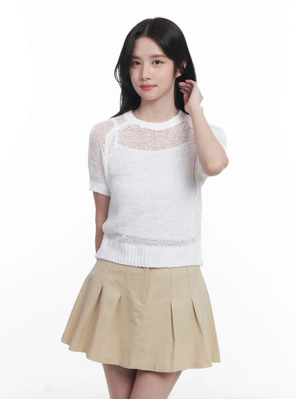 sheer-short-sleeve-sweater-cu523 / White