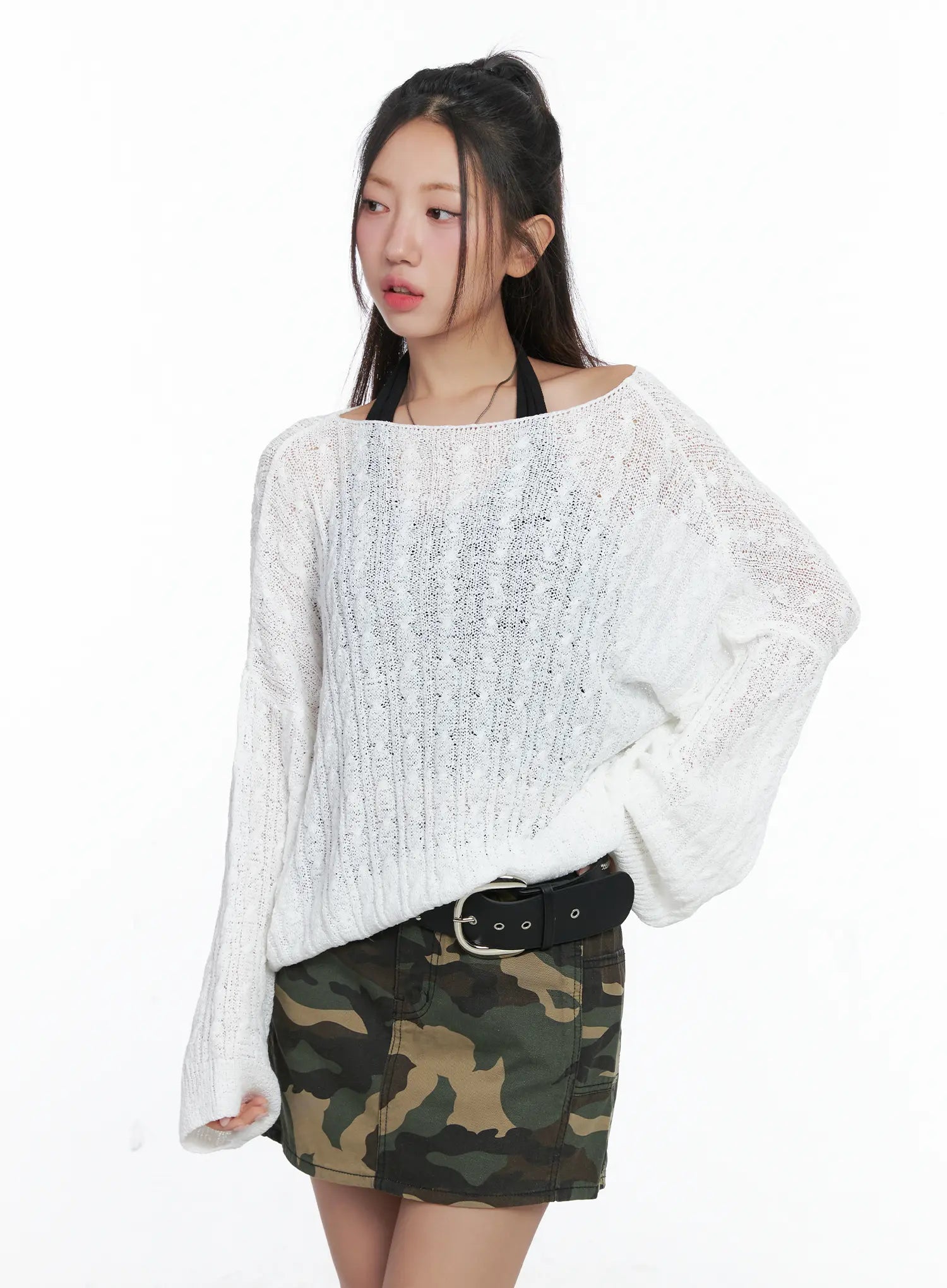 loose-knit-long-sleeve-top-cs502 / White
