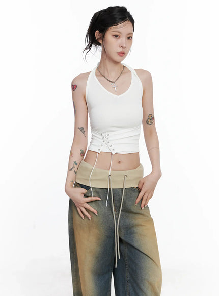corset-lace-up-halter-top-cs512 / White