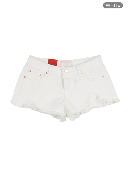 low-rise-ripped-micro-shorts-cu405 / White