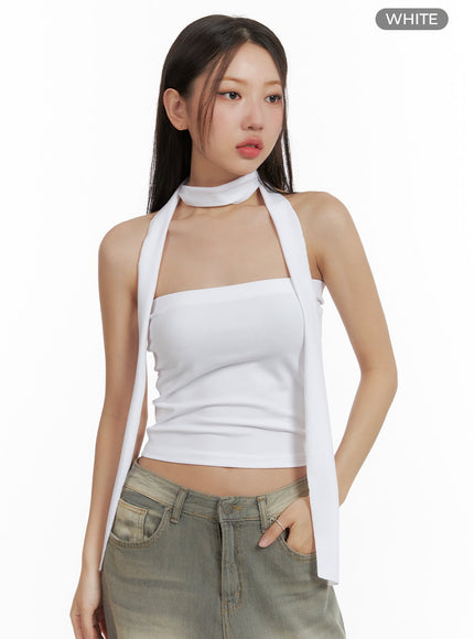 basic-tube-top-with-scarf-cu404 / White