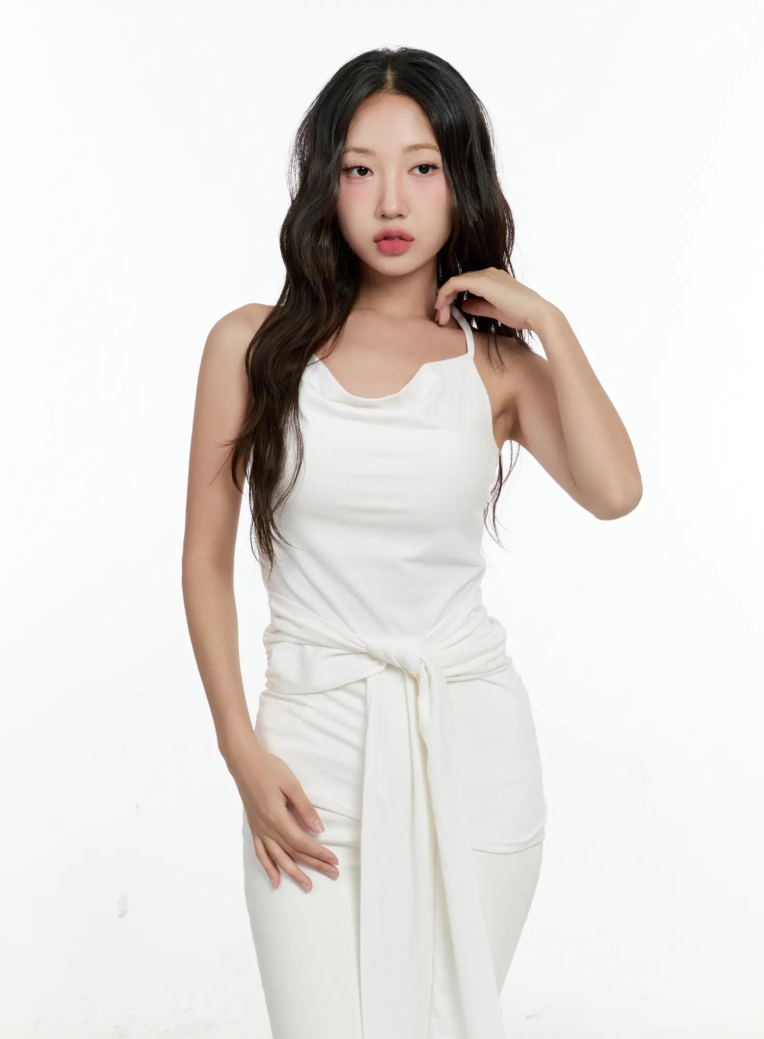 elegant-halter-drape-top-cg501 / White