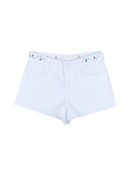 studded-casual-shorts-cg501 / White
