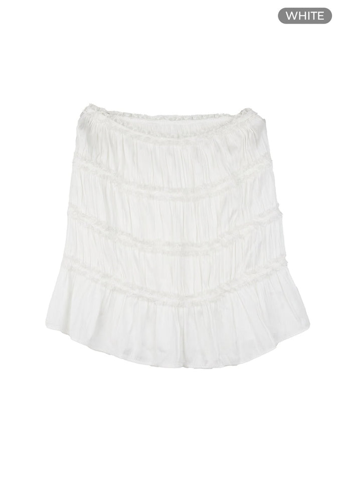 shirred-mini-skirt-cy429 / White