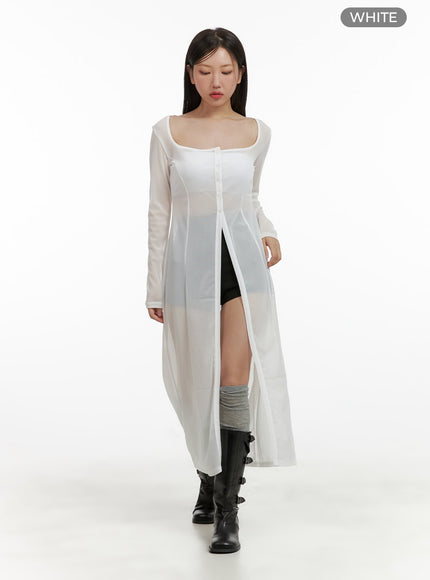 square-neck-sheer-cardigan-cu407 / White