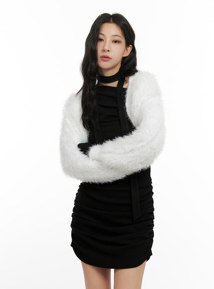 fuzzy-cropped-cardigan-cn416 / White