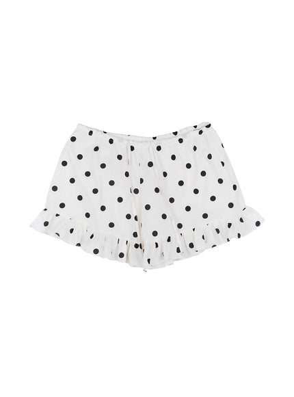 polka-dot-ruffle-shorts-cg501 / White