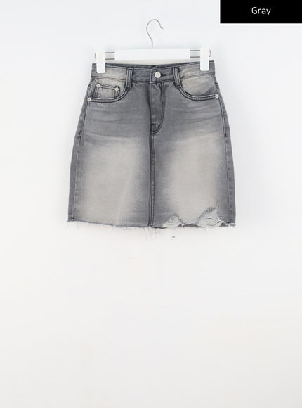 Denim Ripped Mini Skirt CY303