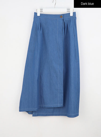 Wrapped Denim Maxi Skirt OY308