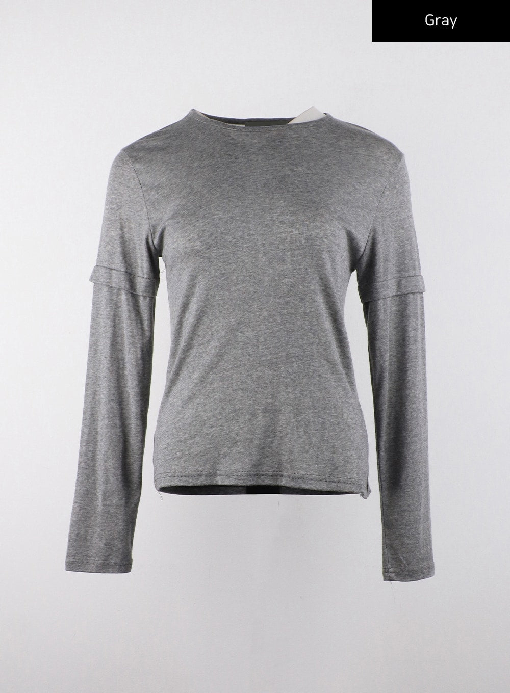 Solid Washed Effect Layered Sleeve T-Shirt CD315