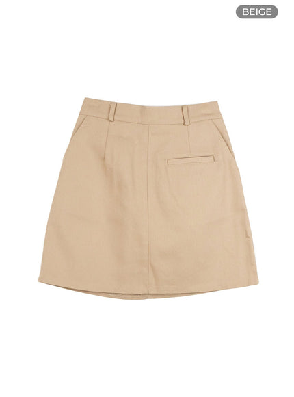 solid-a-line-mini-skirt-og428 / Beige