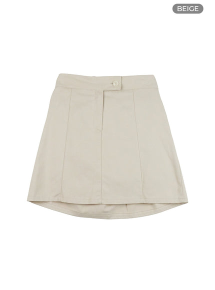 cotton-solid-mini-skirt-ol424 / Beige