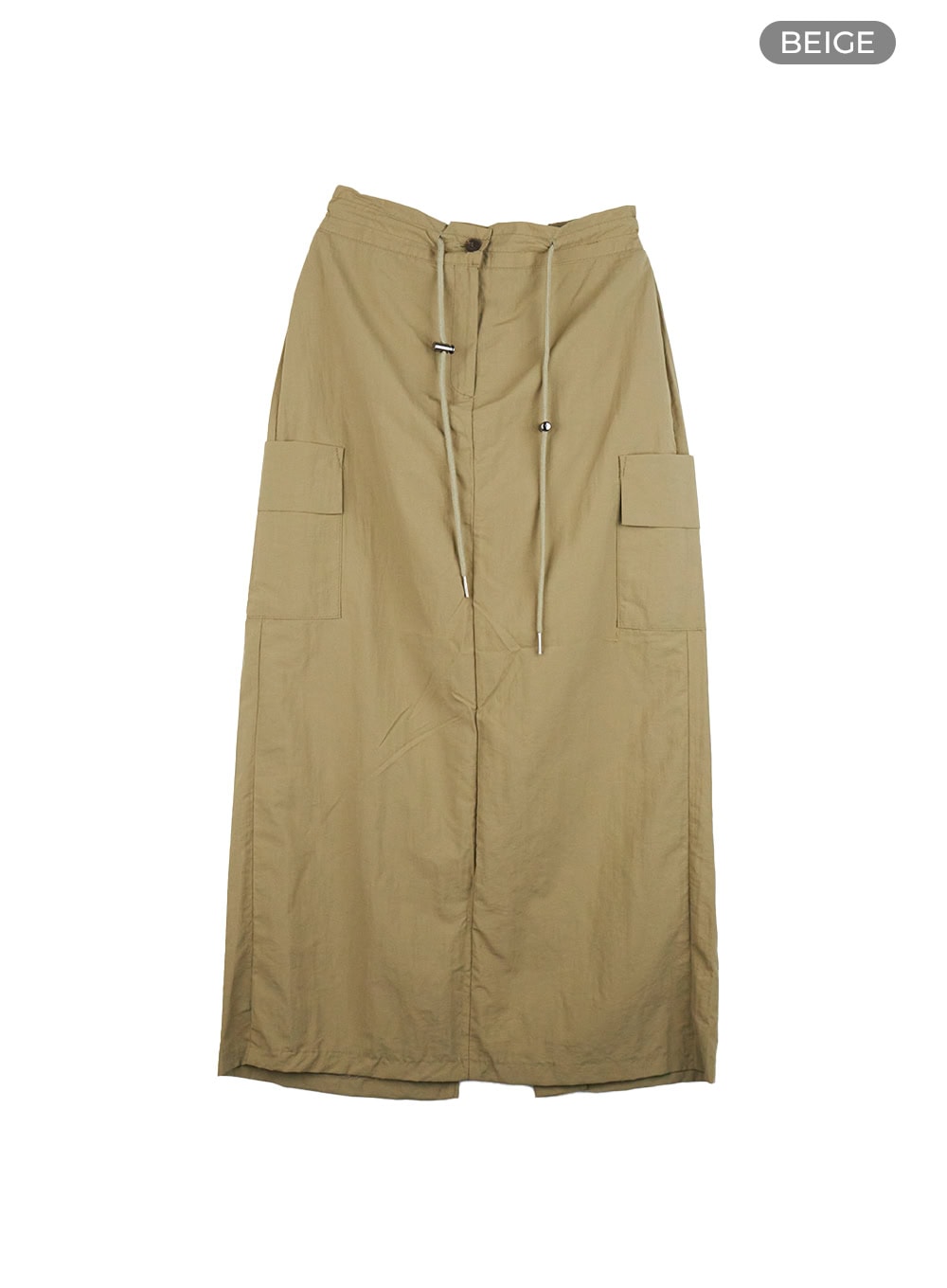 cargo-nylon-maxi-skirt-cs403 / Beige