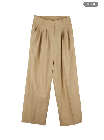 summer-pintuck-wide-leg-pants-oy424 / Beige