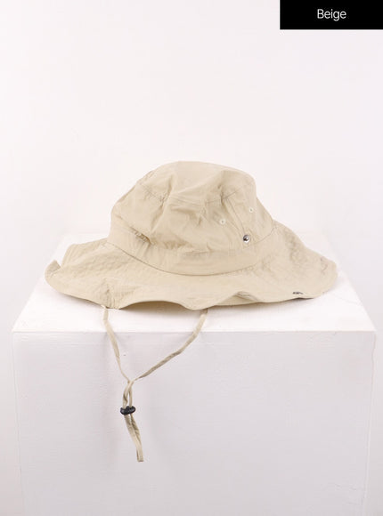 solid-tape-bucket-hat-of405 / Beige