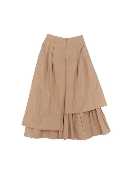 asymmetrical-flare-layered-skirt-cg526 / Beige