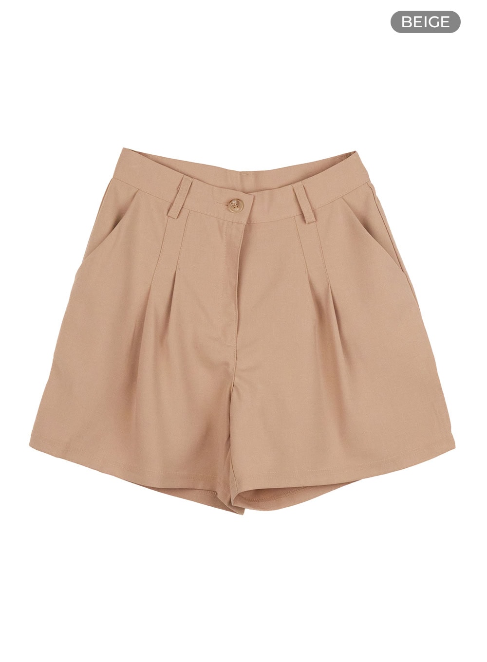 pintuck-tailored-shorts-ou411 / Beige