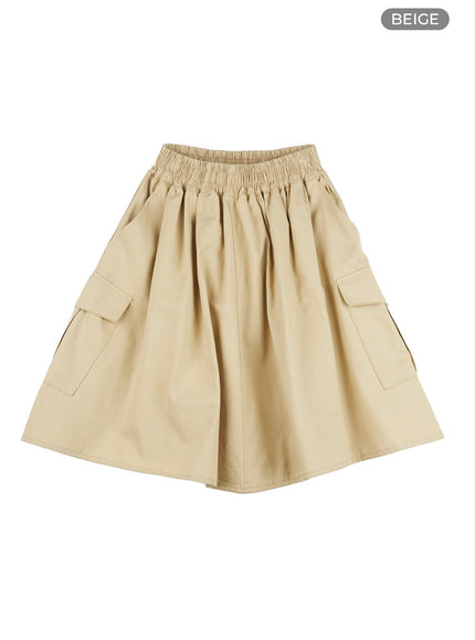 cargo-chic-cotton-midi-skirt-ol424 / Beige