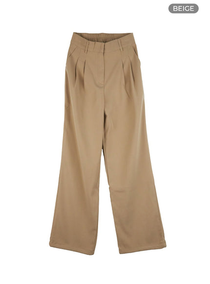 solid-pintuck-tailor-pants-og409 / Beige