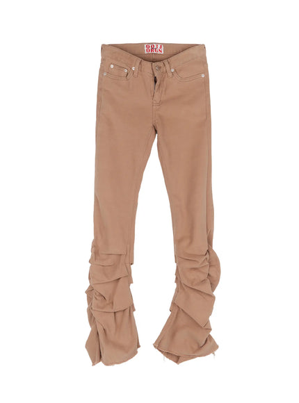 romina-shirring-fleece-bootcut-pants-cn505 / Beige