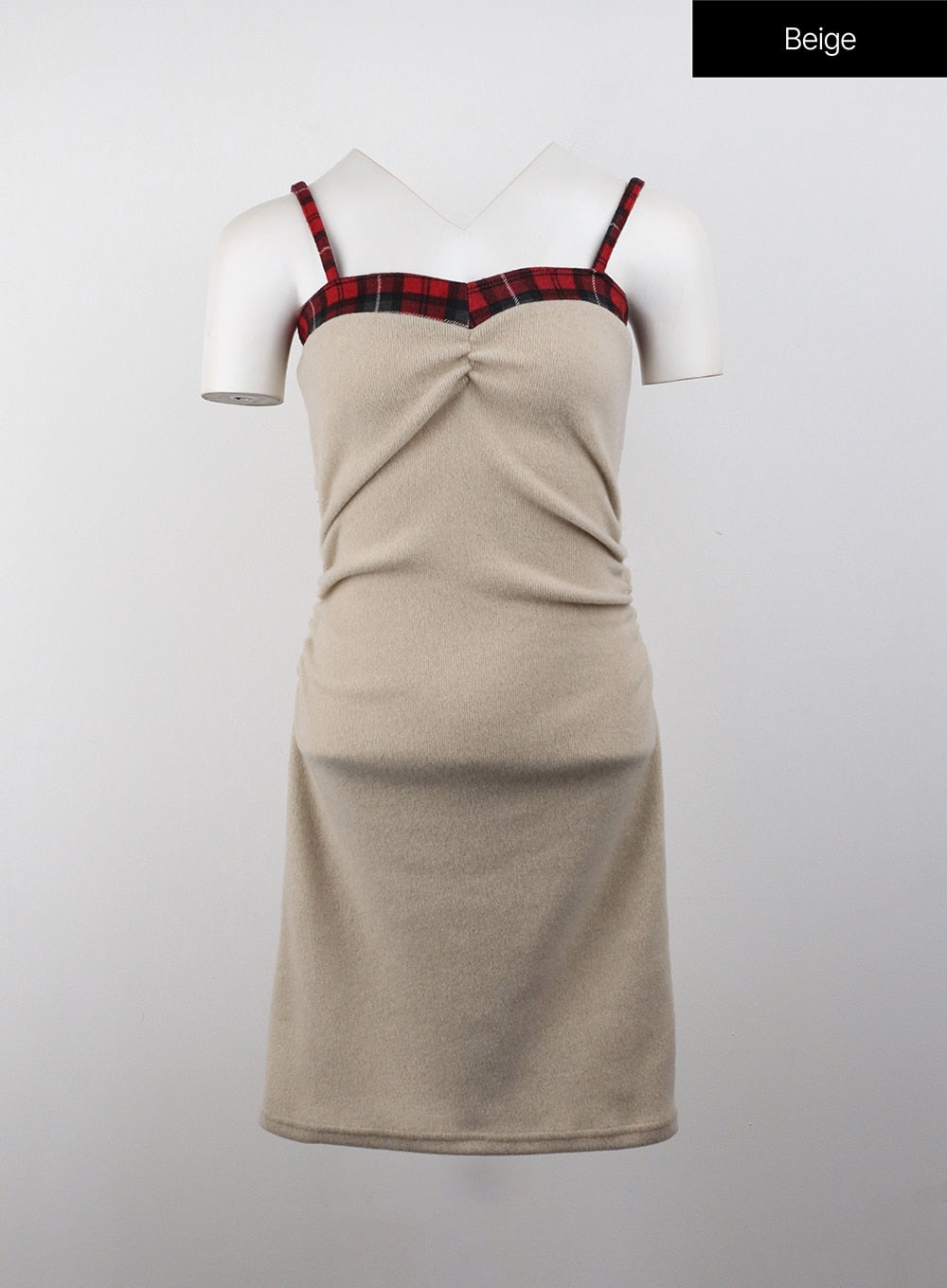 ribbon-check-mini-dress-cj408 / Beige