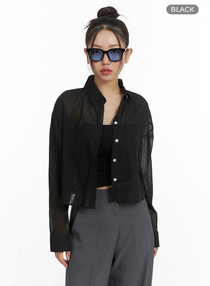 front-tie-crop-blouse-om428 / Black