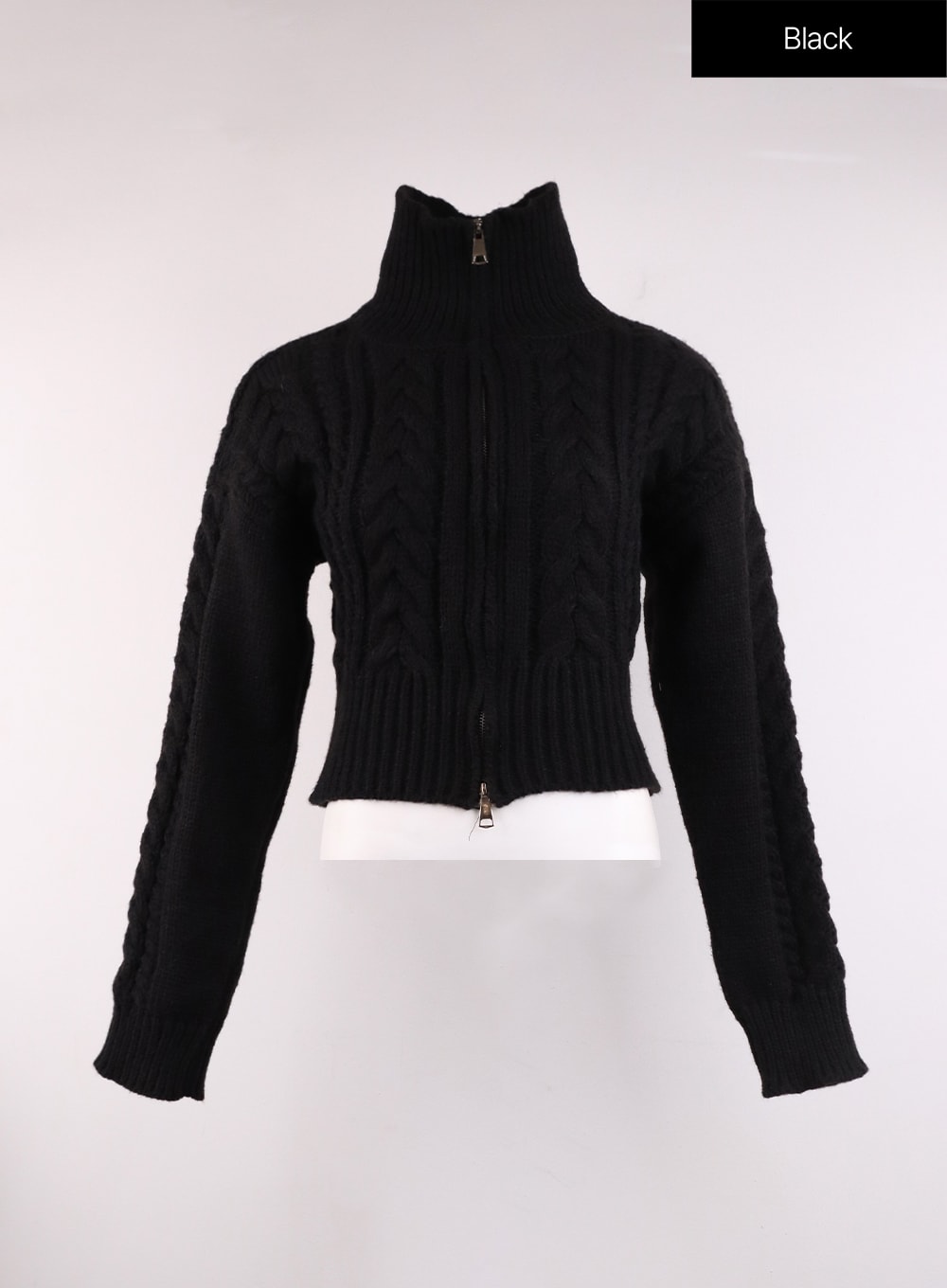 cable-knit-crop-sweater-oj426 / Black