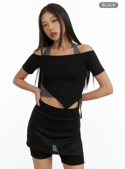 layered-halter-crop-top-cu414 / Black