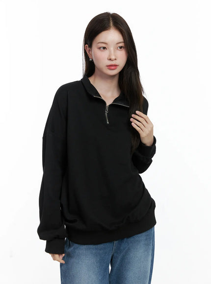 oversized-half-zip-pullover-co506 / Black