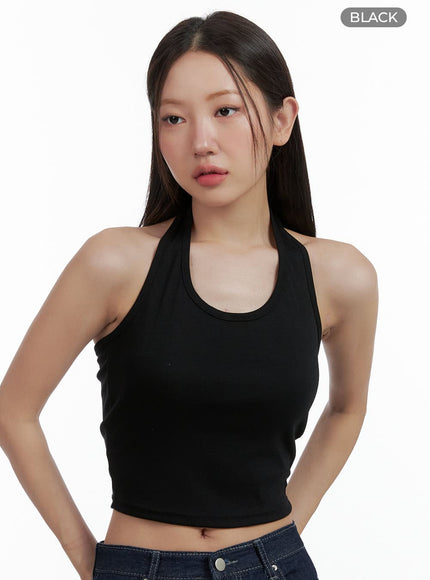 halterneck-crop-tank-top-ol401 / Black