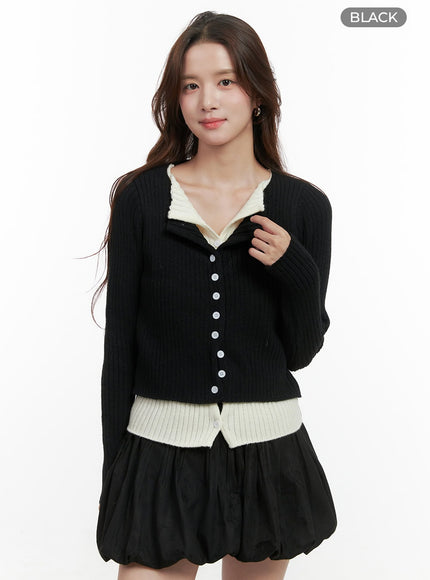 cozy-chic-buttoned-cardigan-oo421 / Black