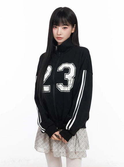 two-way-zip-up-jacket-cf518 / Black