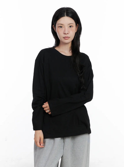 basic-oversized-long-sleeve-tee-cs529 / Black