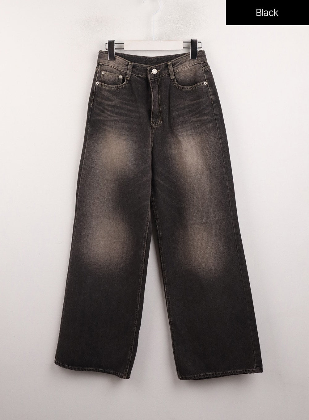 Wide Leg Denim Trousers CJ415 in Black, size L