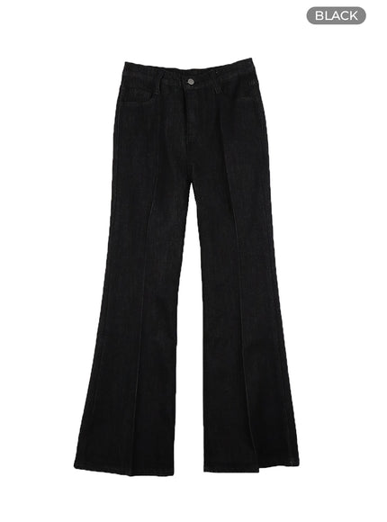 solid-semi-flared-jeans-om419 / Black