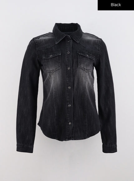 timeless-tailored-denim-shirt-co318 / Black