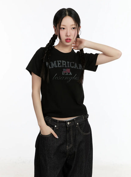graphic-lettering-crop-tee-cm511 / Black