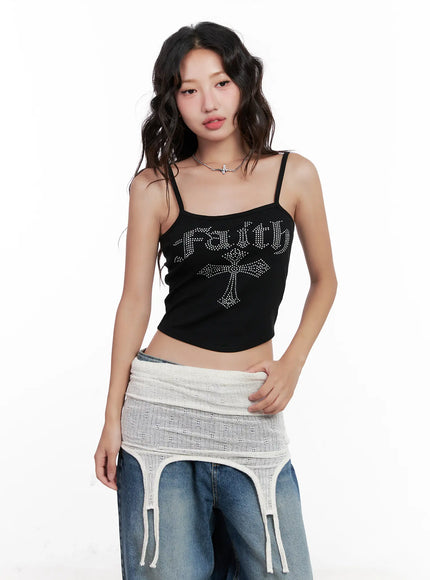 y2k-cropped-rhinestone-tank-cl521 / Black