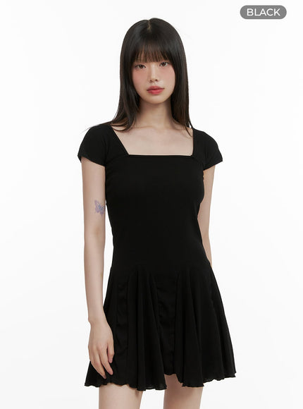 square-neck-mini-dress-cy428 / Black