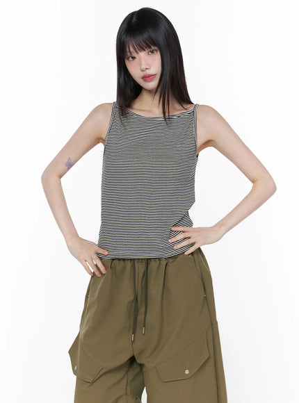 stripe-tank-top-cu519 / Black