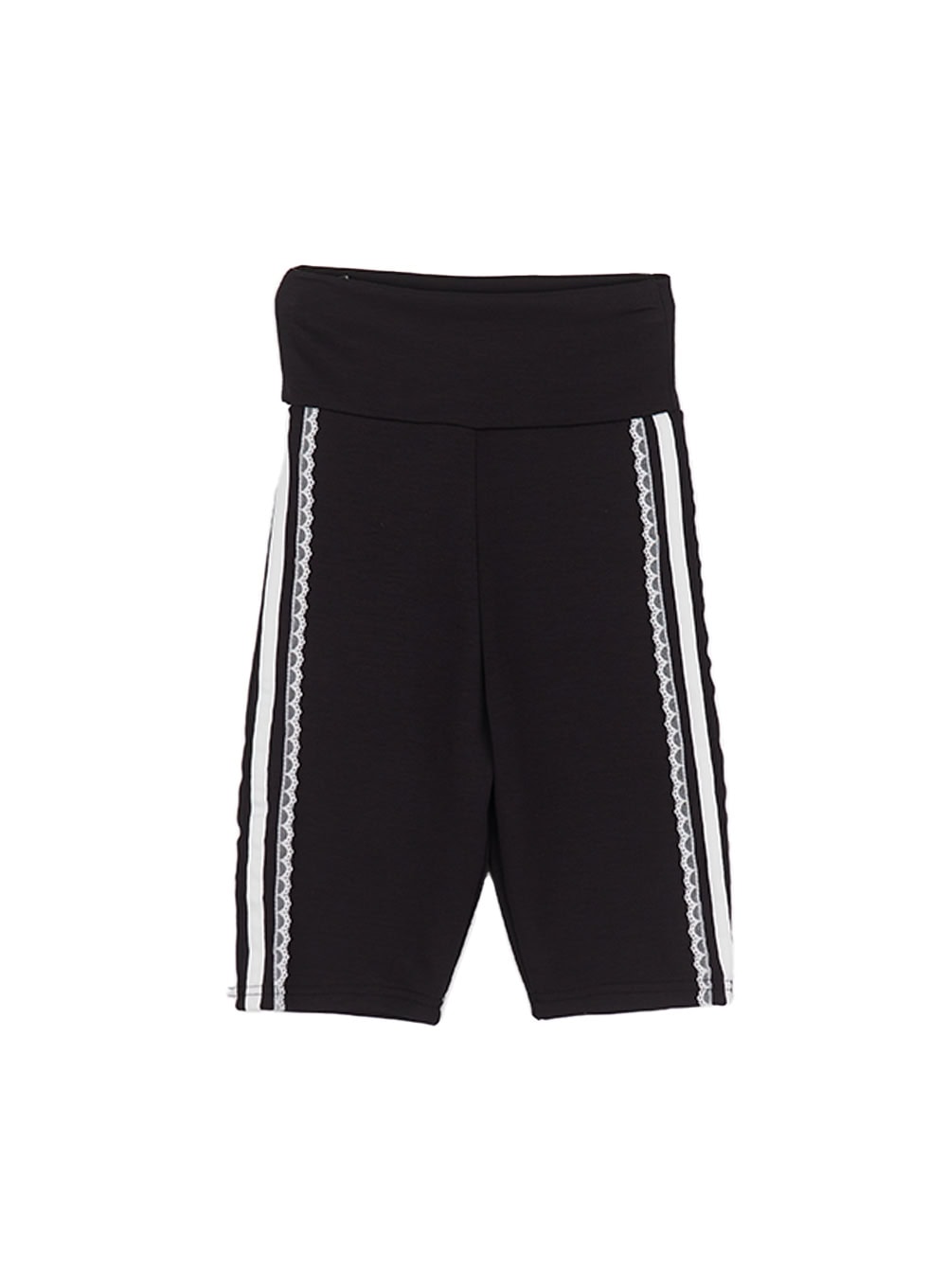 lace-striped-biker-shorts-cu502 / Black