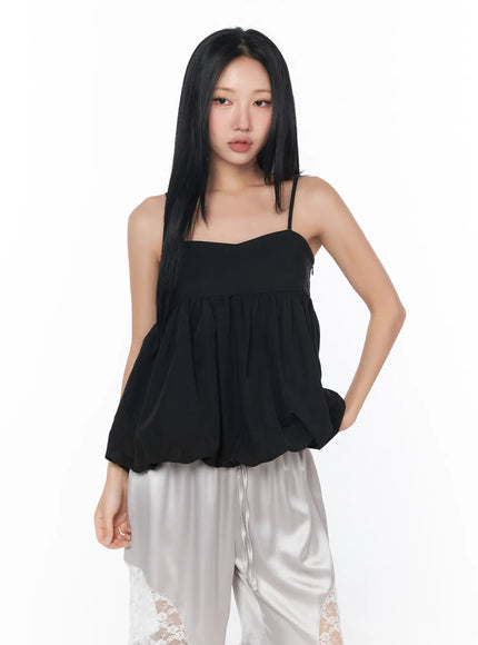 elegant-balloon-hem-sleeveless-top-cy512 / Black