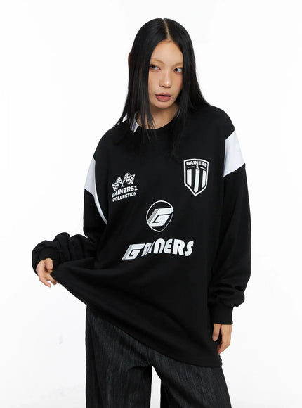 oversized-graphic-jersey-sweatshirt-cs509 / Black