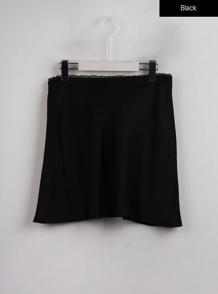 a-line-satin-mini-skirt-oj422 / Black