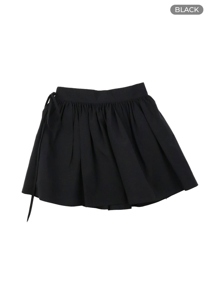 banding-strap-cotton-mini-skirt-om425 / Black