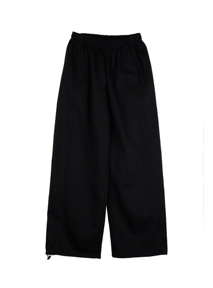 comfort-pintuck-wide-leg-sweatpants-cj529 / Black