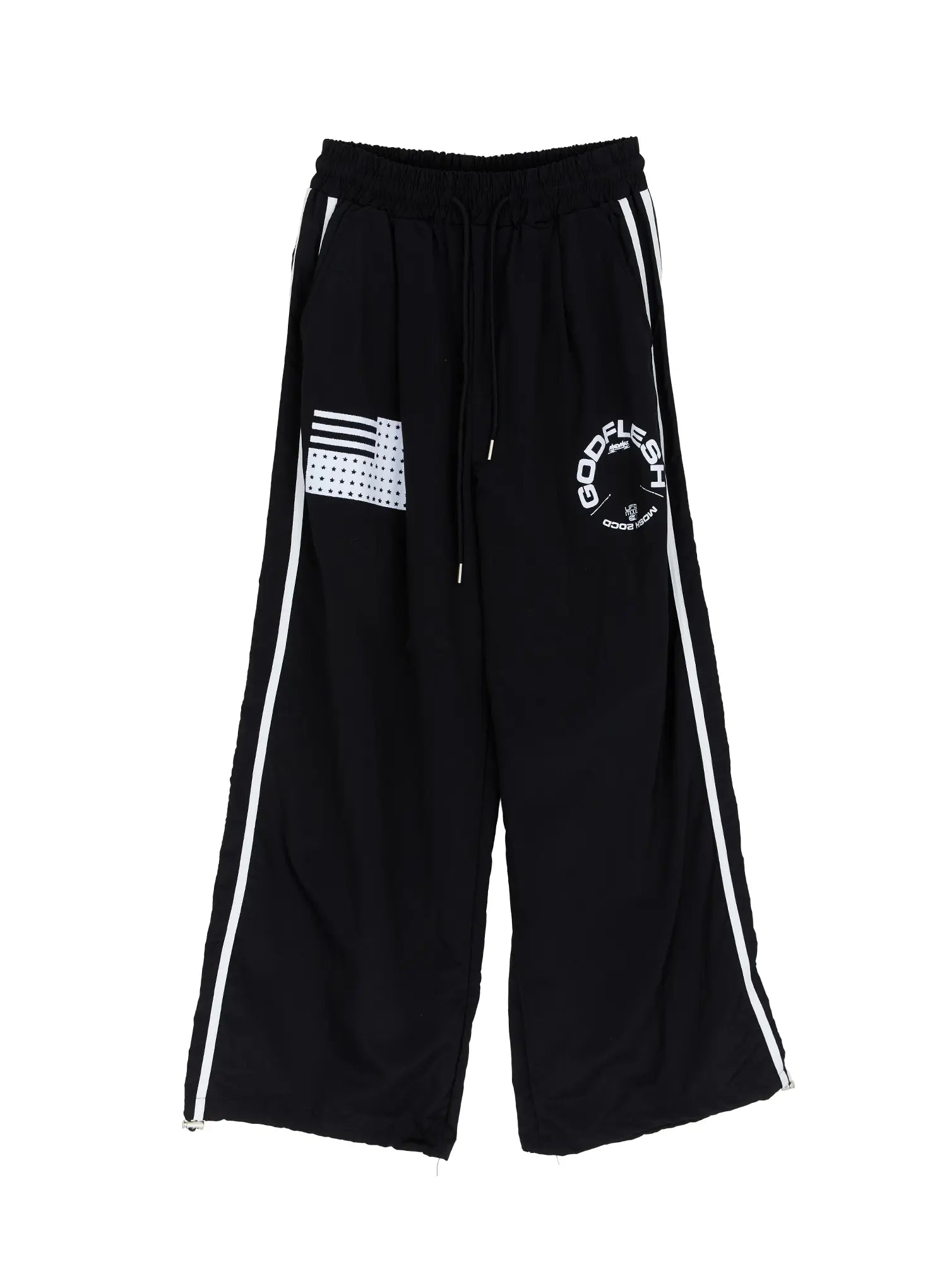 graphic-wide-leg-track-pants-cm511 / Black